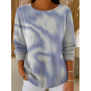 Women Abstract Printing Spring/Fall Casual Long Sleeve Crew Neck Sweater