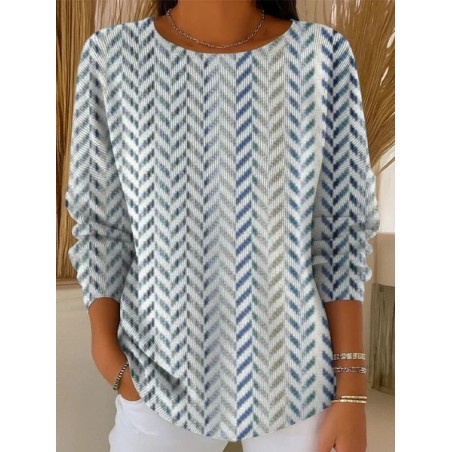 Women Abstract Printing Spring/Fall Casual Long Sleeve Crew Neck Sweater