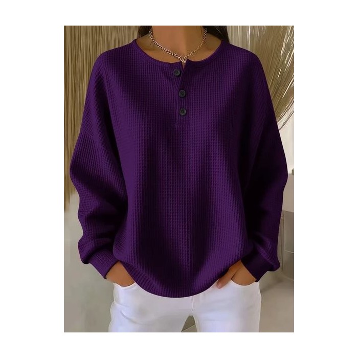Women Plain Long Sleeve Tee T-shirt Crew Neck Casual Spring/Fall Top