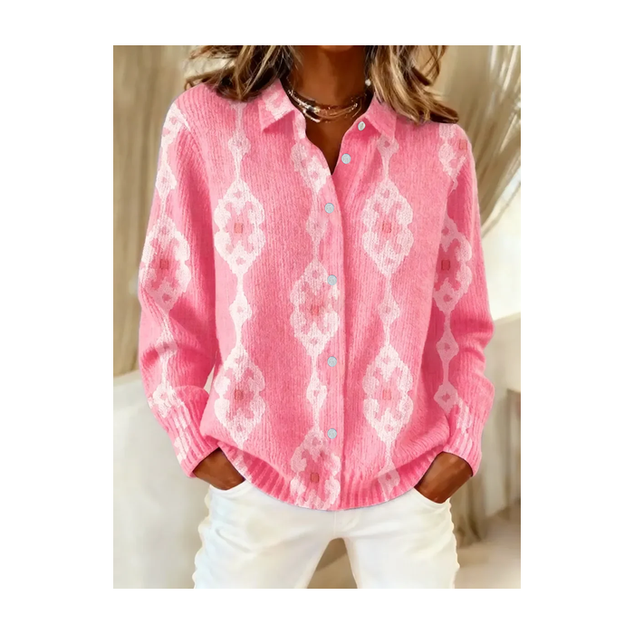 Women Abstract Printing Long Sleeve Shawl Collar Vintage Spring/Fall Cardigan Outerwear