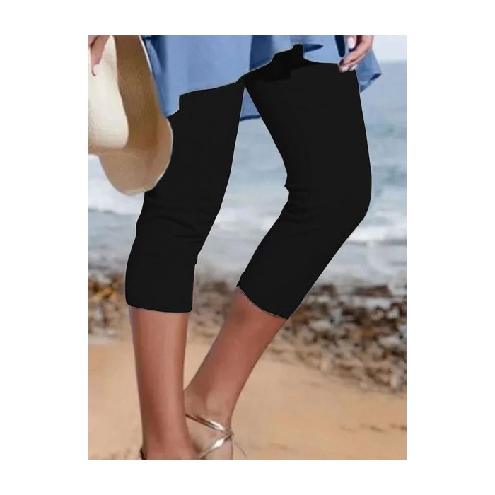 JFN Plain Casual Vacation Capris Legging