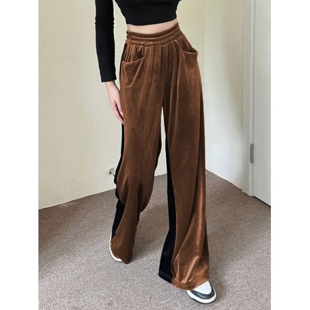 Women Color Block Long Elastic Waist Pants Casual Spring/Fall Trousers
