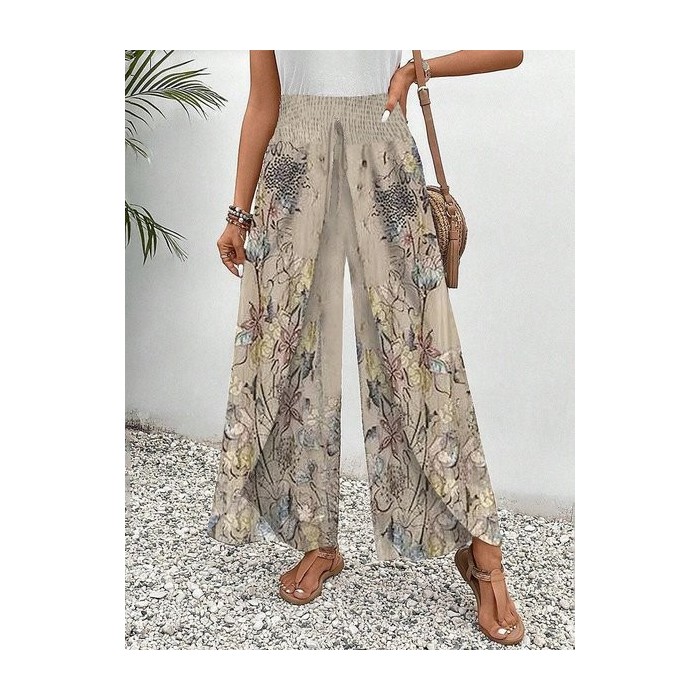 Women's Floral Print Long Pant Casual Spring/Fall Trousers