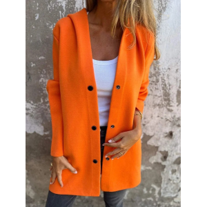 Women's Spring/Fall Outerwear Casual Plain Long Sleeve Hoodie Jacket