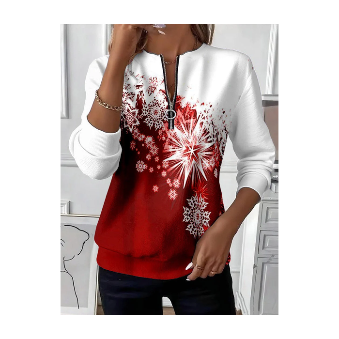 Women Christmas Crew Neck Printing Casual Spring/Fall Long Sleeve Sweatshirt