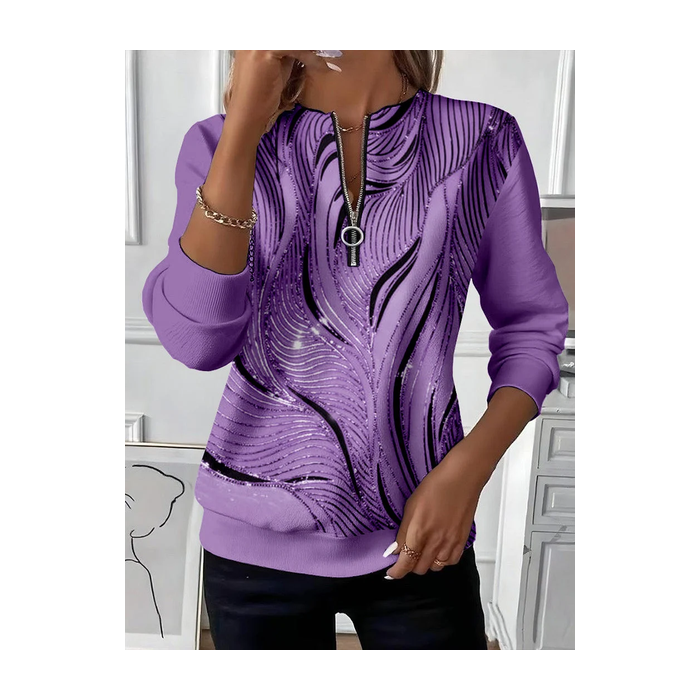 Women Abstract Crew Neck Printing Casual Spring/Fall Long Sleeve Sweatshirt