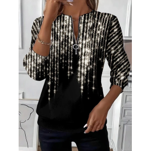 Women Abstract Crew Neck Printing Casual Spring/Fall Long Sleeve Sweatshirt