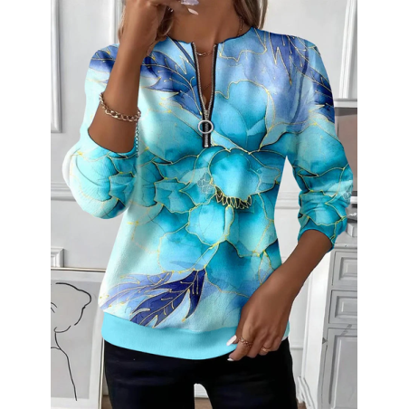 Women Abstract Crew Neck Printing Casual Spring/Fall Long Sleeve Sweatshirt