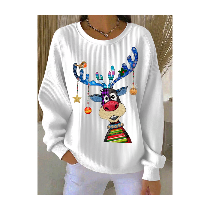 Women Christmas Crew Neck Printing Casual Spring/Fall Long Sleeve Sweatshirt