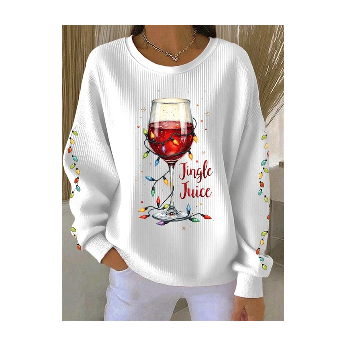 Women Christmas Crew Neck Printing Casual Spring/Fall Long Sleeve Sweatshirt