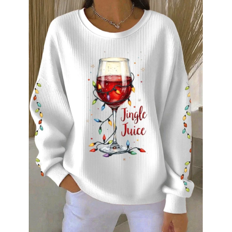 Women Christmas Crew Neck Printing Casual Spring/Fall Long Sleeve Sweatshirt