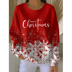 Women Christmas Crew Neck Printing Casual Spring/Fall Long Sleeve Sweatshirt