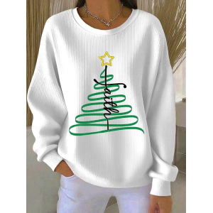 Women Christmas Crew Neck Printing Casual Spring/Fall Long Sleeve Sweatshirt
