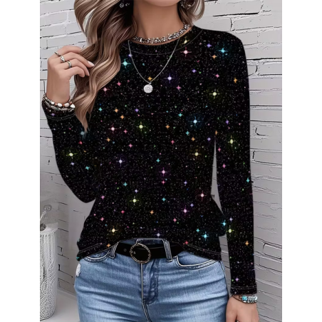 Women Christmas Long Sleeve Tee T-shirt Crew Neck Printing Casual Spring/Fall Graphic Tee Top