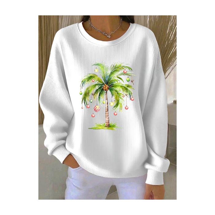Women Christmas Crew Neck Printing Casual Spring/Fall Long Sleeve Sweatshirt