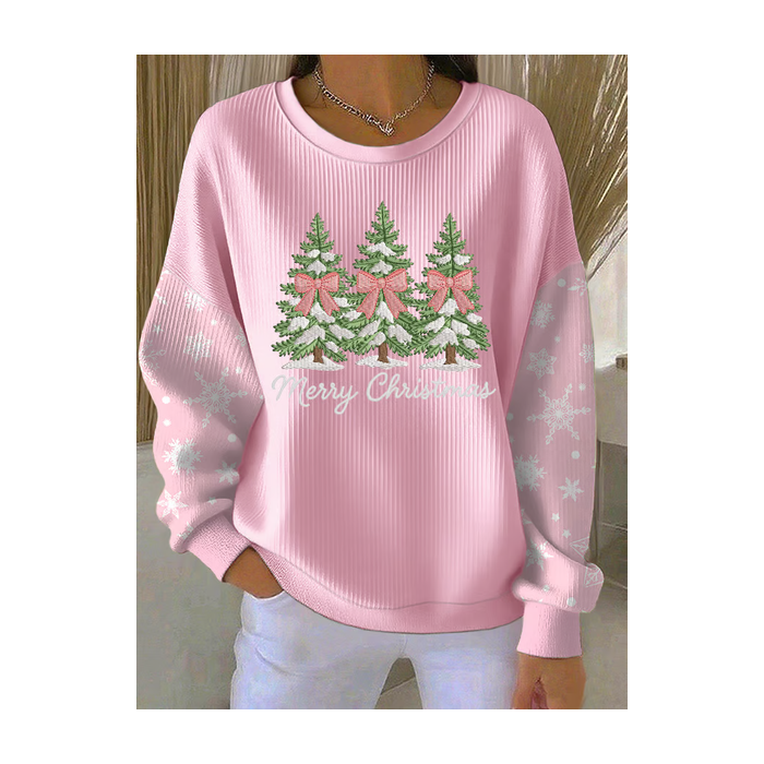 Women Christmas Crew Neck Printing Casual Spring/Fall Long Sleeve Sweatshirt