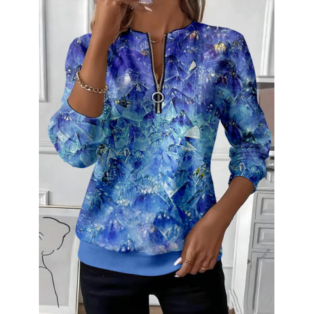 Women Abstract Crew Neck Printing Casual Spring/Fall Long Sleeve Sweatshirt