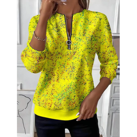 Women Abstract Crew Neck Printing Casual Spring/Fall Long Sleeve Sweatshirt