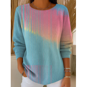 Women Abstract Printing Spring/Fall Casual Long Sleeve Crew Neck Sweater