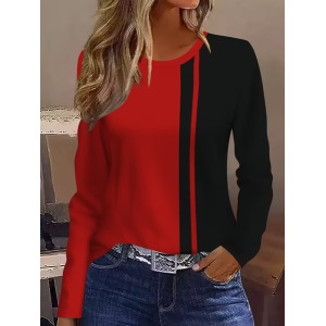 Women Abstract Long Sleeve Tee T-shirt Crew Neck Printing Casual Spring/Fall Graphic Tee Top