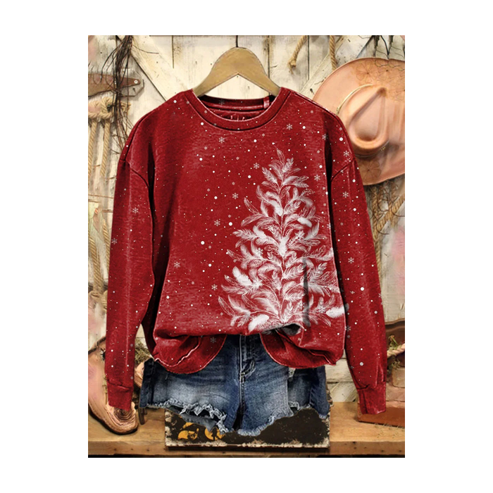 Women Christmas Crew Neck Printing Casual Spring/Fall Long Sleeve Sweatshirt