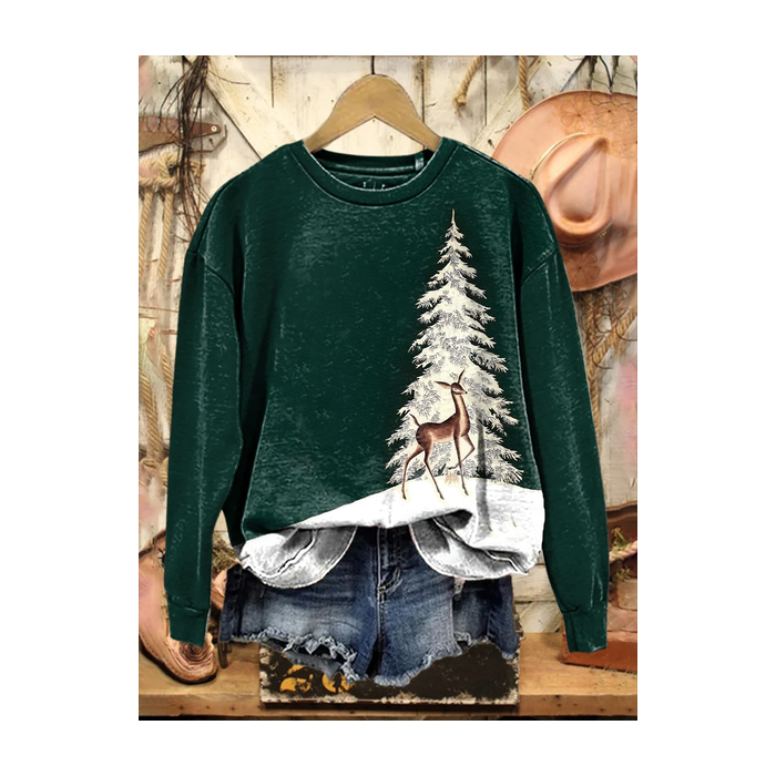 Women Christmas Crew Neck Printing Casual Spring/Fall Long Sleeve Sweatshirt