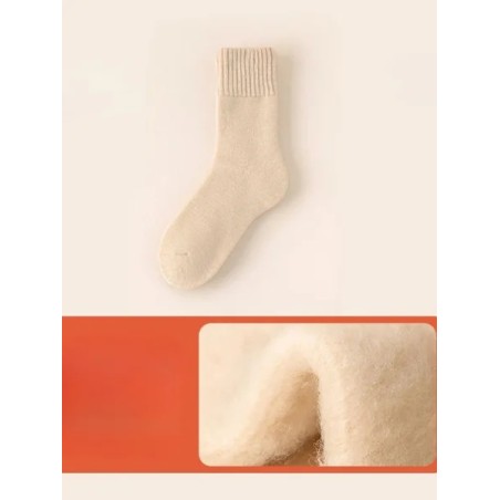 Winter Fleece-lined Thick Wool And Cashmere Warm Mid-calf Cotton Socks
