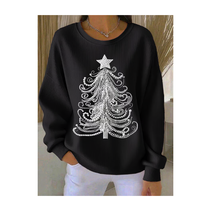 Women Christmas Crew Neck Printing Casual Spring/Fall Long Sleeve Sweatshirt