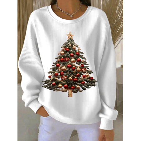 Women Christmas Crew Neck Printing Casual Spring/Fall Long Sleeve Sweatshirt