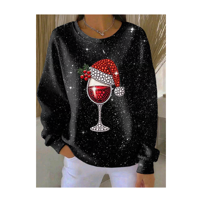 Women Christmas Crew Neck Printing Casual Spring/Fall Long Sleeve Sweatshirt