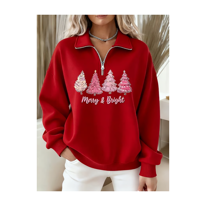 Women Christmas Shawl Collar Printing Casual Spring/Fall Long Sleeve Sweatshirt