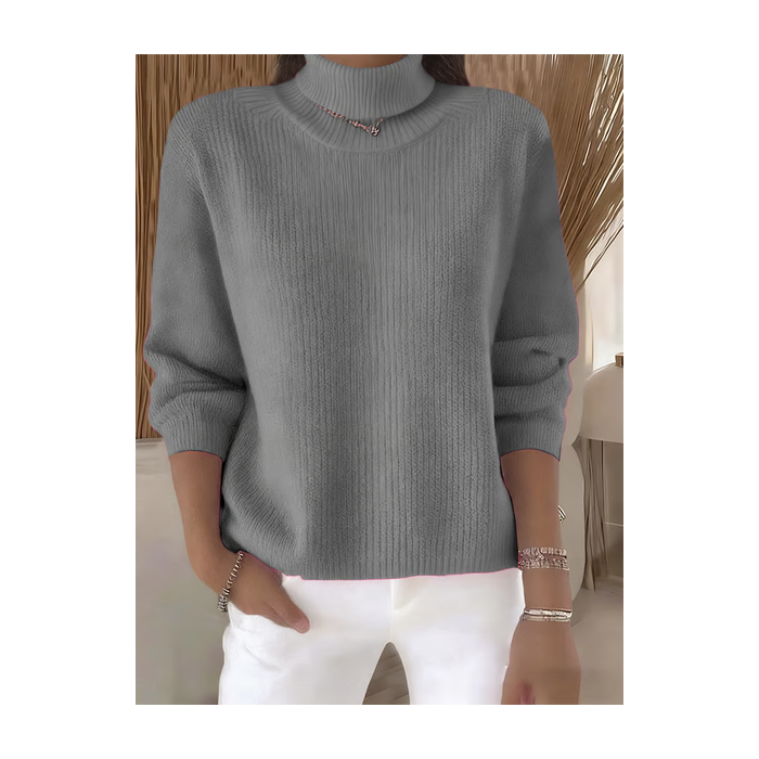 Women Plain Spring/Fall Casual Long Sleeve Turtleneck Sweater