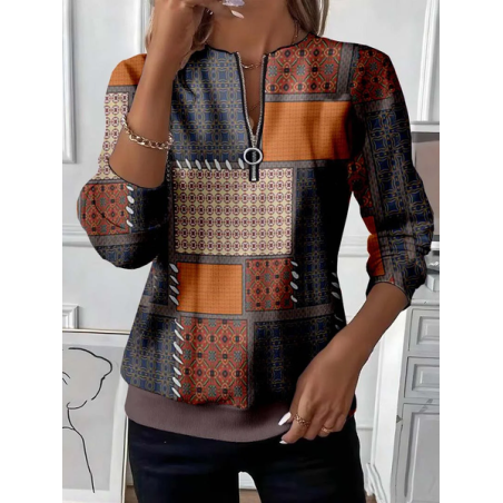 Women Abstract Crew Neck Printing Casual Spring/Fall Long Sleeve Sweatshirt