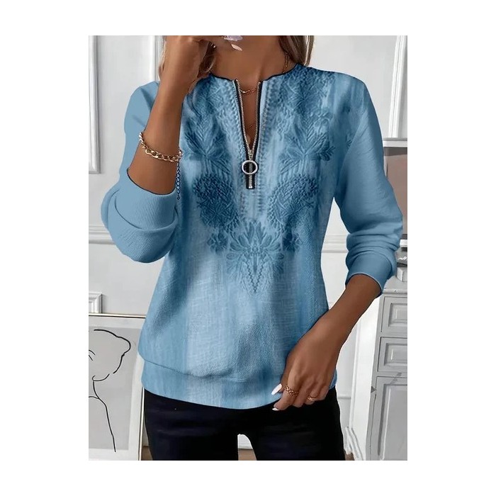 Women Floral Crew Neck Printing Casual Spring/Fall Long Sleeve Sweatshirt