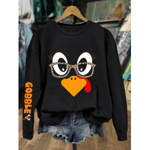Women Thanksgiving Turkey Casual Crew Neck Long Sleeve Spring/Fall Sweatshirts