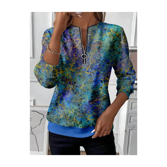 Women Abstract Crew Neck Printing Casual Spring/Fall Long Sleeve Sweatshirt