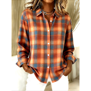 Women Geometric Long Sleeve Shirt Spring/Fall V Neck Daily Casual Top