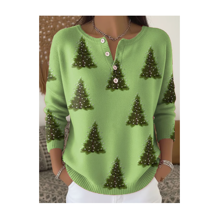 Women Christmas Printing Spring/Fall Casual Long Sleeve Crew Neck Sweater