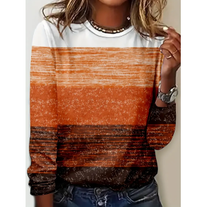 Women Abstract Long Sleeve Tee T-shirt Crew Neck Printing Casual Spring/Fall Graphic Tee Top