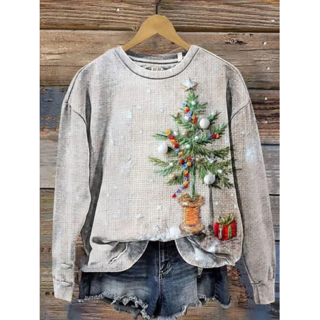Women Christmas Crew Neck Printing Casual Spring/Fall Long Sleeve Sweatshirt