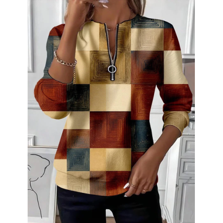 Women Abstract Crew Neck Printing Casual Spring/Fall Long Sleeve Sweatshirt