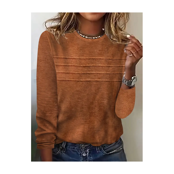 Women's Long Sleeve Tee T-shirt Spring/Fall Striped Printing Crew Neck Casual Graphic Tee Top