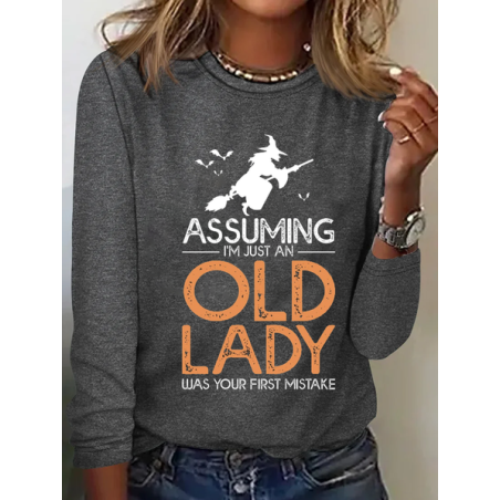 Women's Long Sleeve Tee T-shirt Spring/Fall Halloween Cotton-Blend Crew Neck Daily Going Out Casual Top