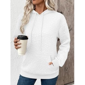 Women Floral Hoodie Jacquard Casual Spring/Fall Long Sleeve Sweatshirt