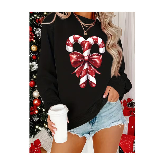Women Christmas Crew Neck Printing Casual Spring/Fall Long Sleeve Sweatshirt