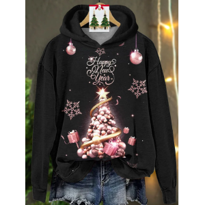 Women Christmas Spring/Fall Printing Long Sleeve Casual Daily Hoodie