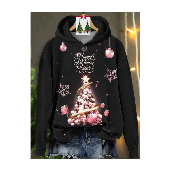 Women Christmas Spring/Fall Printing Long Sleeve Casual Daily Hoodie
