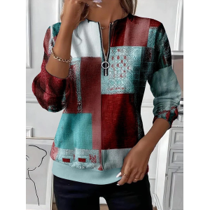 Women Abstract Crew Neck Printing Casual Spring/Fall Long Sleeve Sweatshirt