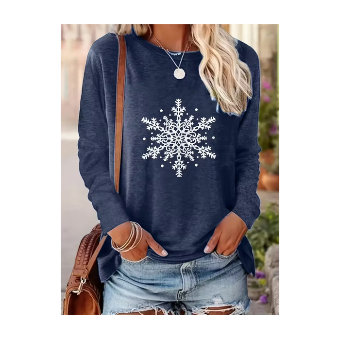 Women Christmas Long Sleeve Tee T-shirt Crew Neck Printing Casual Spring/Fall Graphic Tee Top