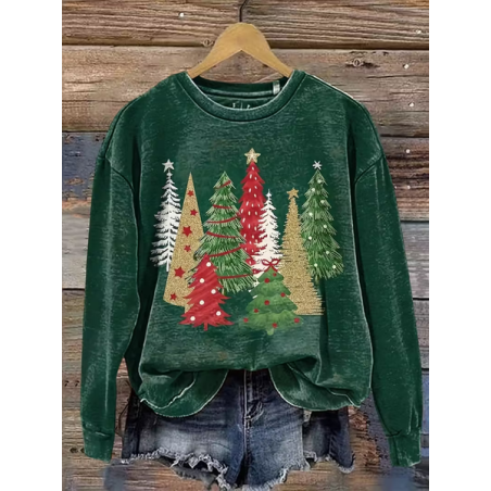 Women Christmas Crew Neck Printing Casual Spring/Fall Long Sleeve Sweatshirt
